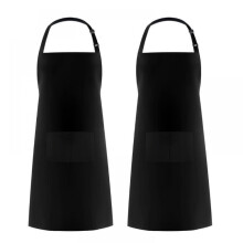 Schwarze Kochschürze für drinnen und draußen, aus Polyester mit verstellbaren Trägern, Vorteilspackung für Damen und Herren (wasserabweisend)