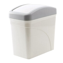 Kantoorprullenbak met deksel, compacte miniprullenbak, Japans design, kanteldeksel, plastic afvalbak, afneembaar deksel, kleine prullenbak voor thuis