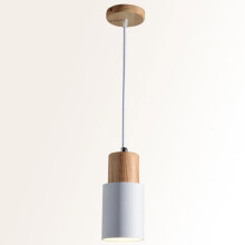 Wood Art Chandeliers Nordic Ceiling Light, Adjustable Pendant, Industrial Ceiling Mount, Small White E26/E27