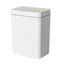 Lixeira com tampa fechada, design fino com mecanismo de abertura e fechamento silencioso, sensor de movimento automático para uso sem as mãos,