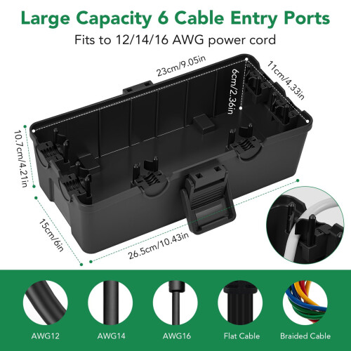 High Capacity Waterproof Enclosure Junction Box 6Port Cable 2