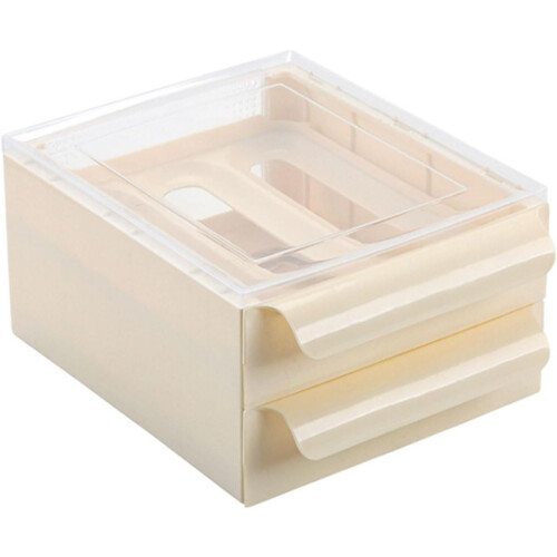 Durable Double Layer Storage Box Egg Container Slide Drawer Cream Color Egg Organizer Rack 2