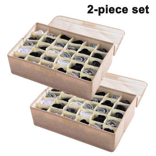 Fabric Storage Boxes, Elegant Linen & Cotton Drawer Organizer