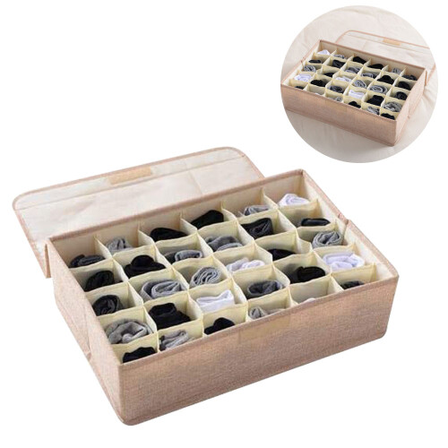 Fabric Storage Boxes, Elegant Linen & Cotton Drawer Organizer 1