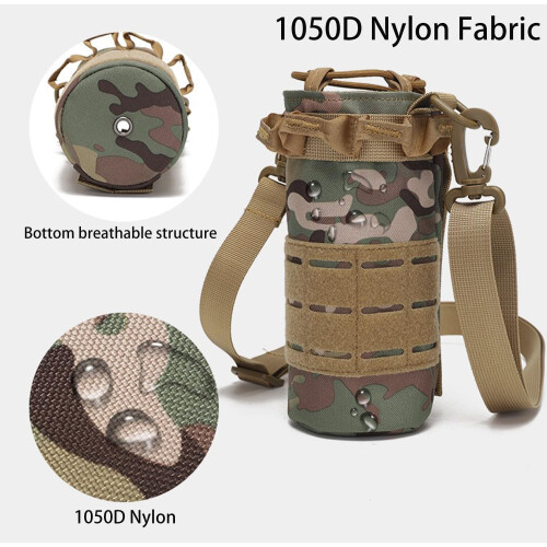 Tactical Molle Water Bottle Pouch Travel Mesh Bottle Bag With Drawstring Open Breathable Bottom Strap 1