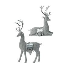 Festival Reindeer Miniature Figurine 2Pieces Set Resins-Silver