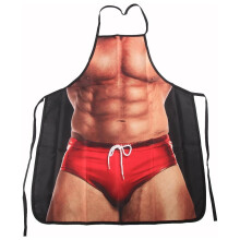 Schürze für Herren mit witzigem Muskelprint, maschinenwaschbar, ideal zum Grillen und Kochen, Einheitsgröße, leichte Kochschürze, vielseitig