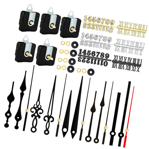 5Pieces Quartzs Wall Clock Movement-Black needle plus th