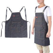 Lett denimforkle Kokkeforkle med lommer Slitesterkt jeansstoff Justerbar passform For matlaging Bartending Maling Verkstedbruk
