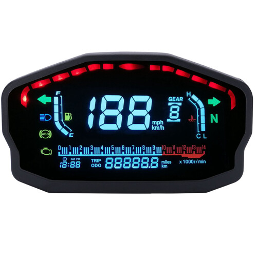 Universele Motorfiets Tachometer Digitale LCD Zwart