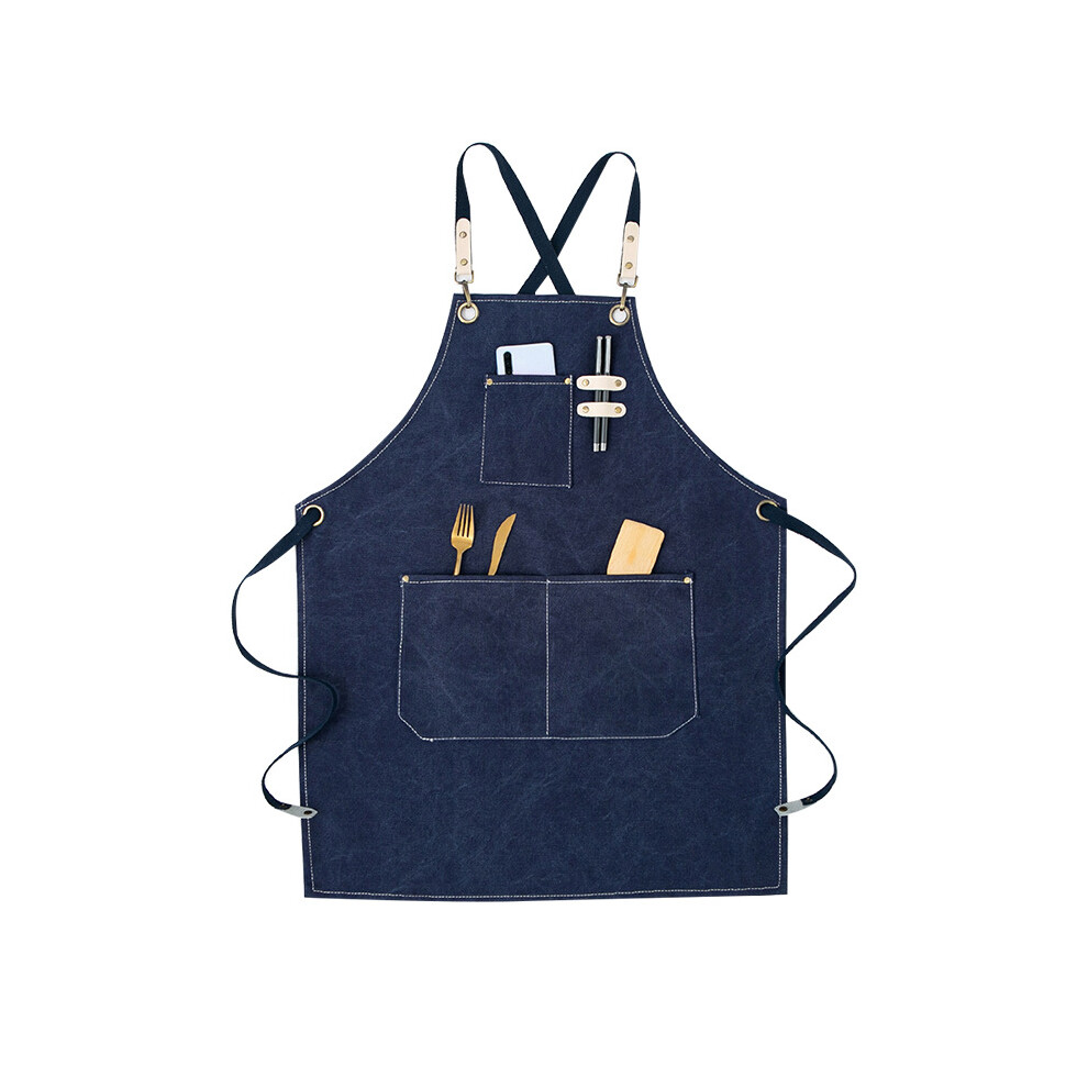 Adjustable Bib Apron For Hairdressers And Hair Stylists, Breathable Wear Resistant Denim Apron With Cross-Back Canvas Design For Comfort And Security, 9454554746692