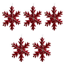 Pack Of 5 Christmas Tree Flocking Ornaments Festive-snow flakes