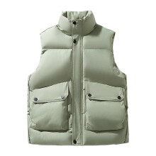 Men's Quilted Vest Lightweight Warm Winter Sleeveless Down Vest Loose Fit Size XXL Green Outdoor Sports Vest