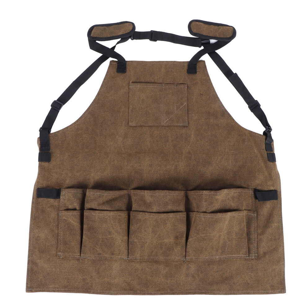 Multi-Pocket Workshop Apron, Waxed Canvas Carpenter Apron With Screwdriver Holder And Mobile Phone Pocket, Adjustable For Men And Women 9454554747507