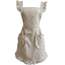Avental de cintura feminino com bolsos, avental vintage de empregada doméstica para cozinha, culinária, confeitaria e limpeza, avental longo com