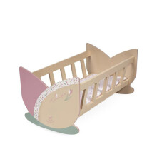 Berço de madeira para bonecas - DE CUEVAS TOYS - Para bonecas até 48 cm - Colchão incluído - 49.5x28x24 cm - Rosa