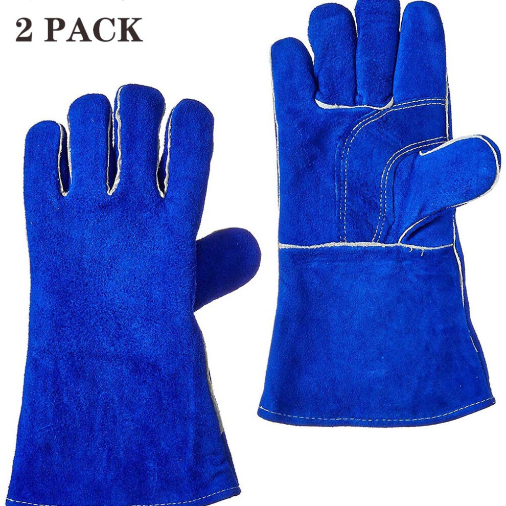 Welding Gloves, Extreme Heat & Wear Resistant Double Cowhide Leather, Blue, For Enhanced Protection And Performance In Harsh Environments 9454554759937