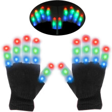 Lysshow LED-handsker Festfokusattraktion, flerfarvede blinkende seje legetøjsgaver til børn i alderen 5-10 år Åndbar Stretchpasform Akryl + Nylon