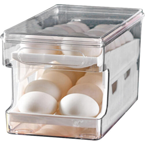 Eggs Storage Case DoubleLayer Sliding Container Sturdy Egg Holder Dispenser Kitchen Egg Organizer 2