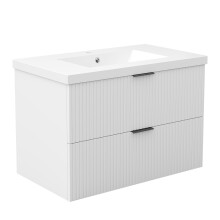 800mm White Bathroom Vanity Unit with Resin Sink 2 Drawers