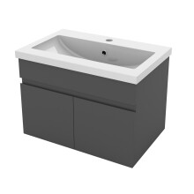 600mm Grey Bathroom Vanity Unit with Ceramice Sink Thick 2 Doors