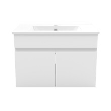 600mm White Bathroom Vanity Unit with Ceramice Sink 2 Doors