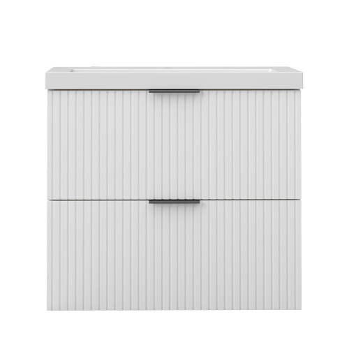 AICA 600mm White Bathroom Vanity Unit with Resin Sink 2 Drawers 2