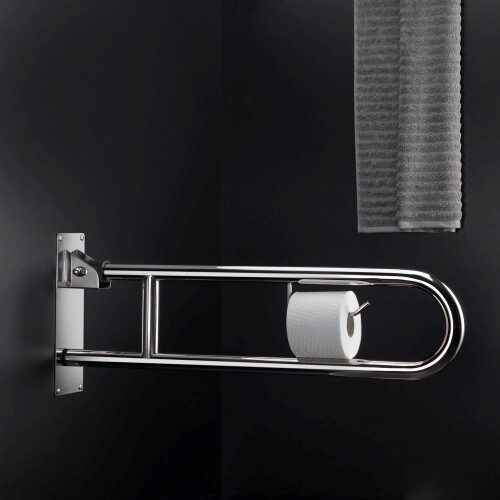 COSMIC Floding Grab rail 75cm Toilet Roll Holder Matt Black ARCHITECT Collection 2
