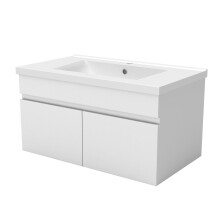 800mm White Bathroom Vanity Unit with Ceramice Sink 2 Doors