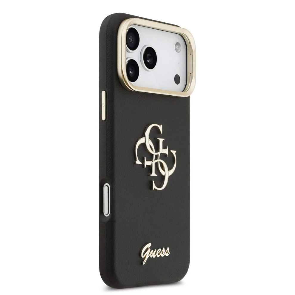 Guess Pu Grained 4G Logo Stand Camera Frame Case For Iphone 17 Pro Max 6.9" Brown - Guhcp17xpcs4gsw
