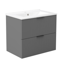 600mm Grey Bathroom Vanity Unit with Ceramice Sink 2 Drawers