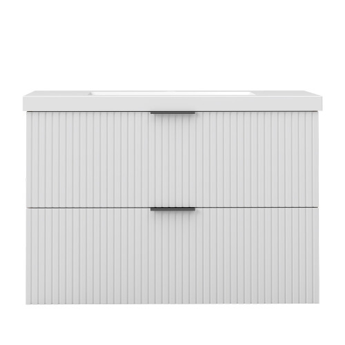 AICA 800mm White Bathroom Vanity Unit with Resin Sink 2 Drawers 2