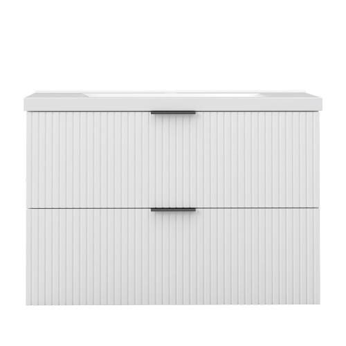 AICA 800mm White Bathroom Vanity Unit with Ceramice Sink 2 Drawers 2