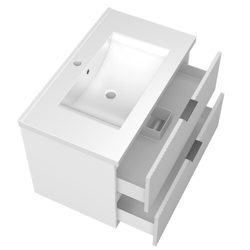 AICA 800mm White Bathroom Vanity Unit with Ceramice Sink 2 Drawers 1