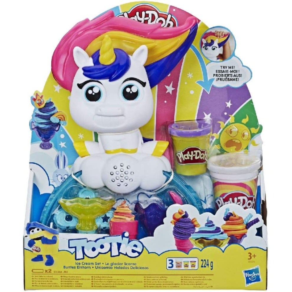 Play-Doh Tootie The Unicorn Ice Set With 3 Non-Toxic Colours & Compound Cream