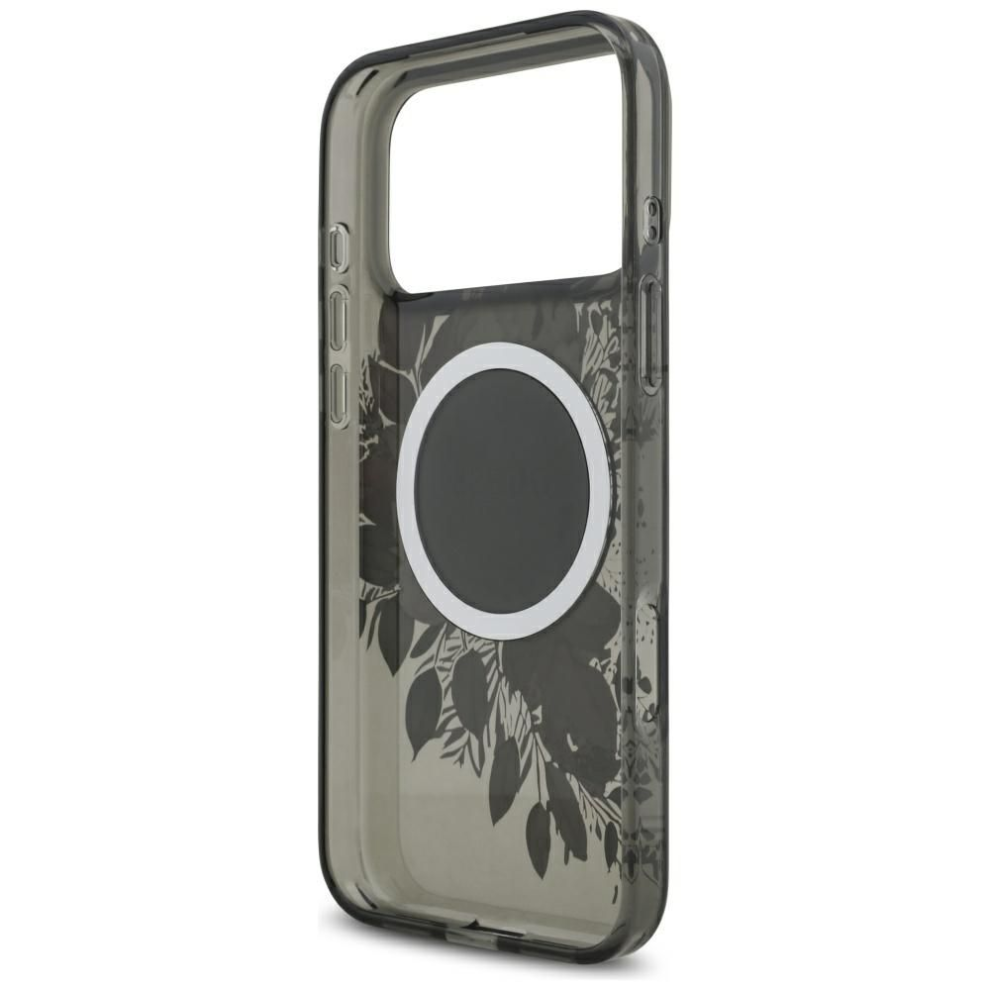 Photos - Case GUESS IML Flowers Pearl Strap MagSafe  for iPhone 17 Pro Max 6.9" Black - GUHMP17XHFWBRCESK White,Black 
