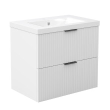 600mm White Bathroom Vanity Unit with Ceramice Sink Thick 2 Drawers