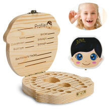 Elegante contenedor de madera hecho a mano para dientes de bebé, bufandas de algodón unisex