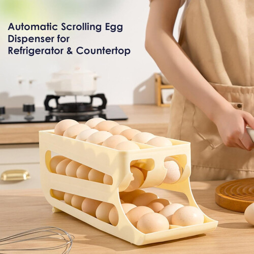 Refrigerator Egg Dispenser, 3Tier Rolling Egg Container, Rolling Egg Holder Dispenser, Egg Storage Organizer 1