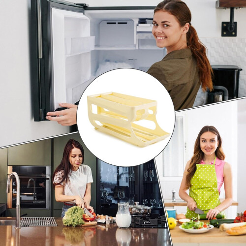 Rolling Egg Dispenser For Refrigerator, 3Tier Egg Container, SpaceSaving Egg Organizer, Refrigerator Egg Holder 2