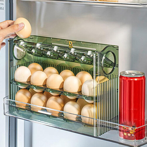 Collapsible Egg Holder 3Layer Folding Egg Container For Refrigerator Reusable Egg Storage With Date Scale Design 2