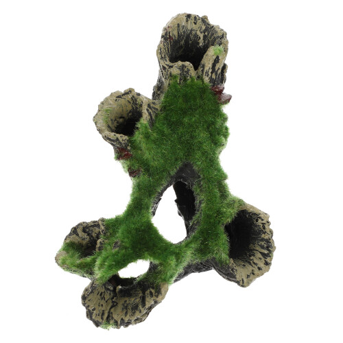 Aquarium Fish Tank Tree Hole Cave With Moss Decoration