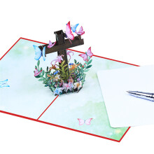 3D Popup Easters Card,Flower Religious Crosses Easters Card