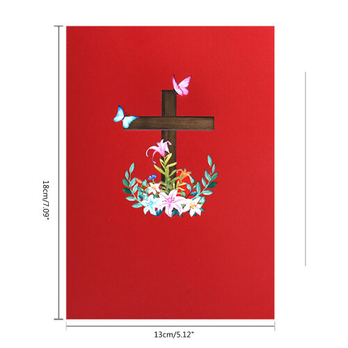 3D Popup Easters Card,Flower Religious Crosses Easters Card 2