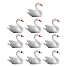 Figurines miniatures d'oiseau de canard élégant,-Cygne blanc n1