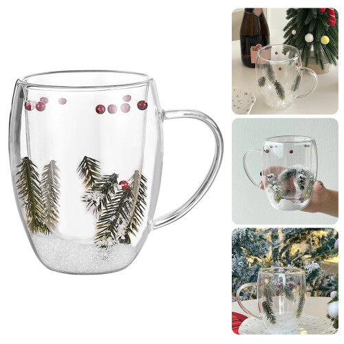 Tasse en verre transparent Unique avec fleur séchée,-350 ml 2