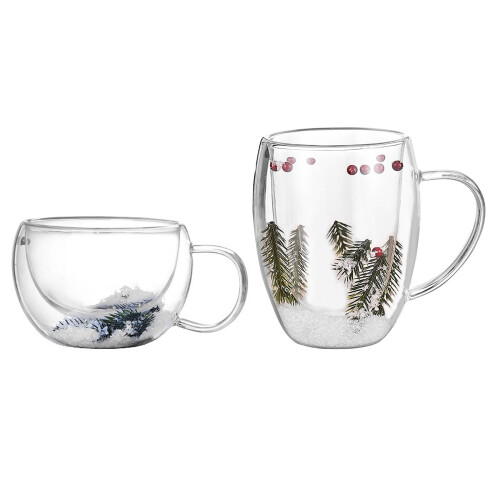 Tasse en verre transparent Unique avec fleur séchée,-350 ml 1