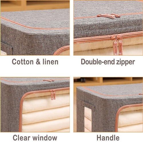 Storage Solutions, Innovative Foldable Organizer, Clear Window for Quick Identification, Robust Metal Frame, Linen Fabric, Space-Saving, Durable Handl 2