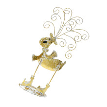 Einzigartige Schneemann-Kunstskulptur aus Eisen-S goldener Elch
