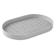Escurridor de platos con rejilla de secado para una fácil limpieza, bandeja para cubiertos con esquinas redondeadas y pared exterior alta que